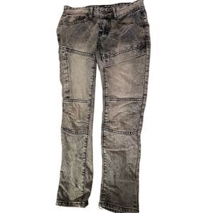 Boys' Acid-Wash Gray Biker Jeans‎ Size 10 Slim Fit Denim 34 Inseam motor head